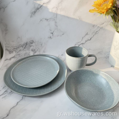 Stoneware κεραμικό στρογγυλό πιάτο δείπνο αντιδραστικό τζάμια